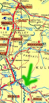 Kullu valley map, Tirthan valley map